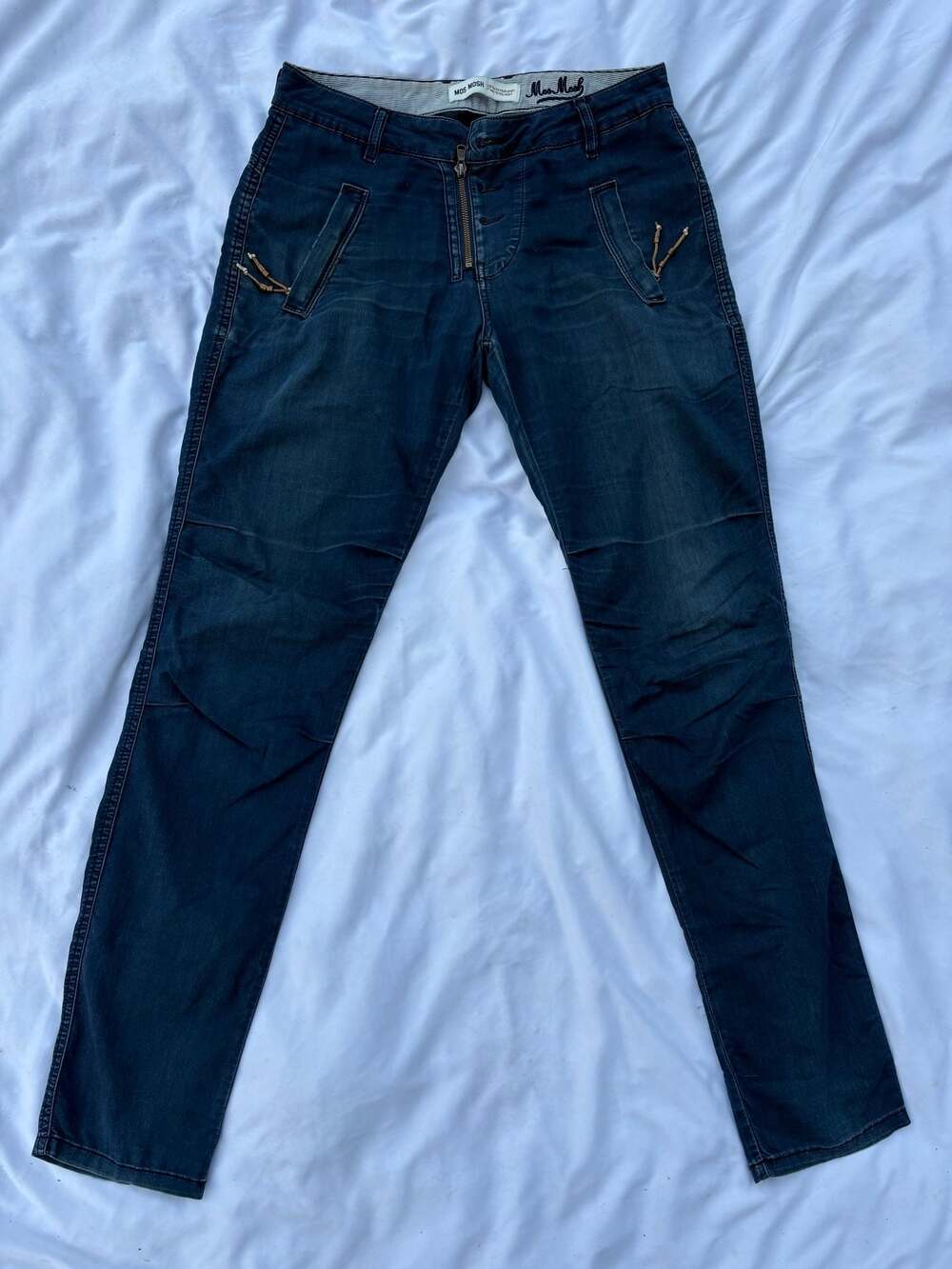 Mos Mosh Women's Blue Denim Skinny Jeans with Zipper Pocket Detail - Picture 1 of 11
